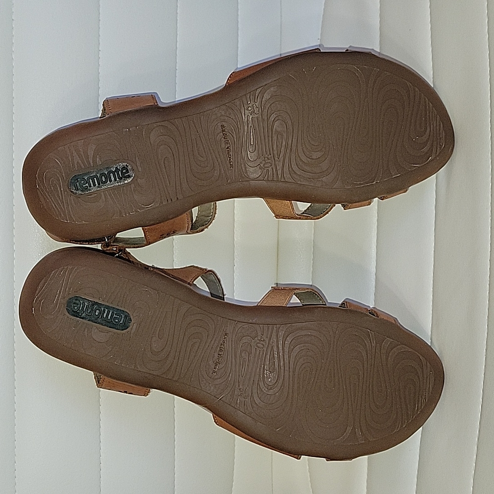 Remonte by Rieker Wedge Brown Leather Sandals Sz. 40 - Picture 6 of 8
